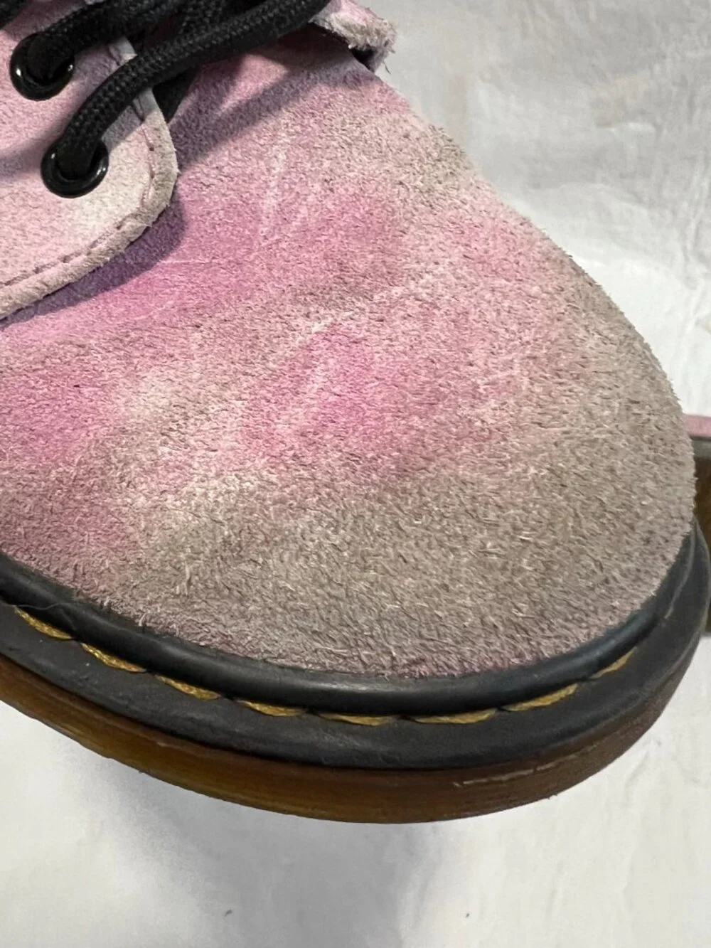 Dr Martens boots 1460 J Pascal Tie Dye pink suede kids size 1 lace zip up docs